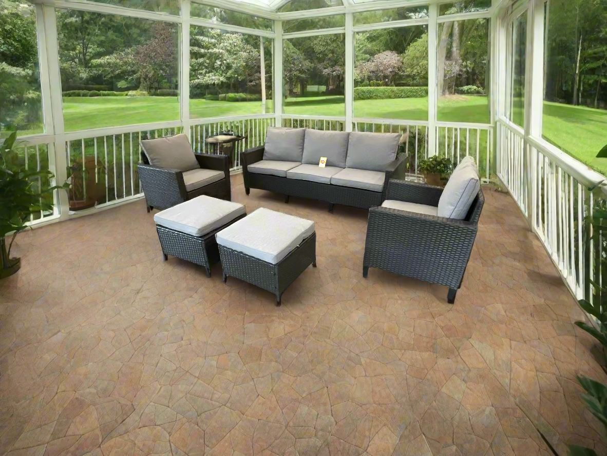 Patio Outdoor Set (Sofa 2 Armchairs And 2 Ottomans)