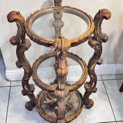 VINTAGE Neoclassical French Gold Round Table/3 Tier  37”H 16” in diameter