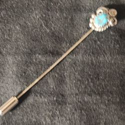 1970's STERLING SILVER TURQUOISE STICK PIN/HAT