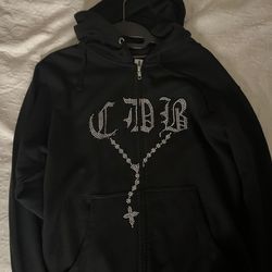 Virgen marry sparkly zip up hoodie 