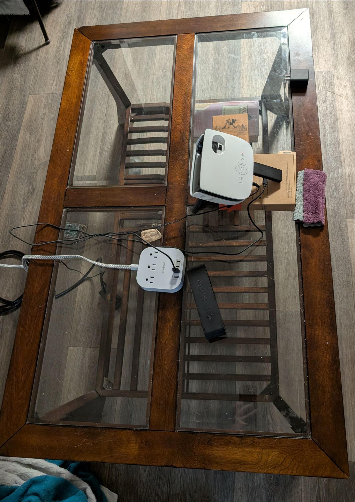 Wood and Glass Coffee Table w/ Storage