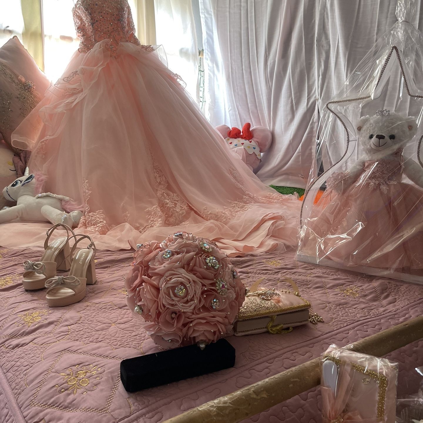 short light pink quince dresses Dama Dresses