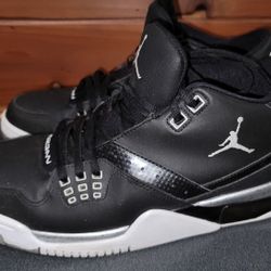 Nike Jordan Men’s 9.5 Flight 23 Shoes Leather Black Silver 317820-011 1