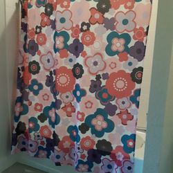 FLORAL SHOWER CURTAIN Used Inly For DECORATION, Like New CONDITION 