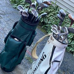 2 Sets Of Golf Clubs In Bags Don’t Know Much About Them Comes With Golf Balls As Well 