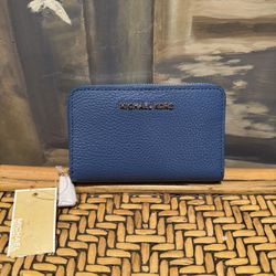 Michael Kors Jet Set Small Leather Wallet (Chambray color)