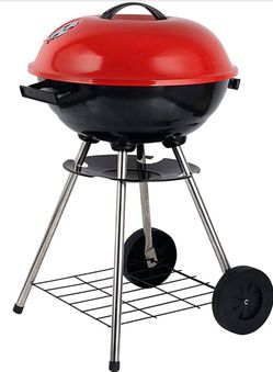 BBQ Grill Portable Charcoal,18-inch,Red