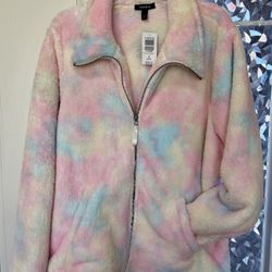 Torrid WOMEN'S SHERPA JACKET PASTEL MULTICOLOR TIE DYE SUPER SOFT 3X - New