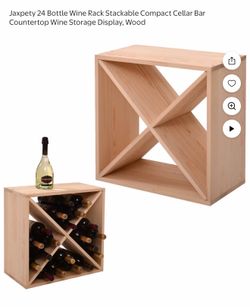 Jaxpety 24 Bottle Wine Rack Stackable Compact Cellar Bar Countertop Wine Storage Display, Wood