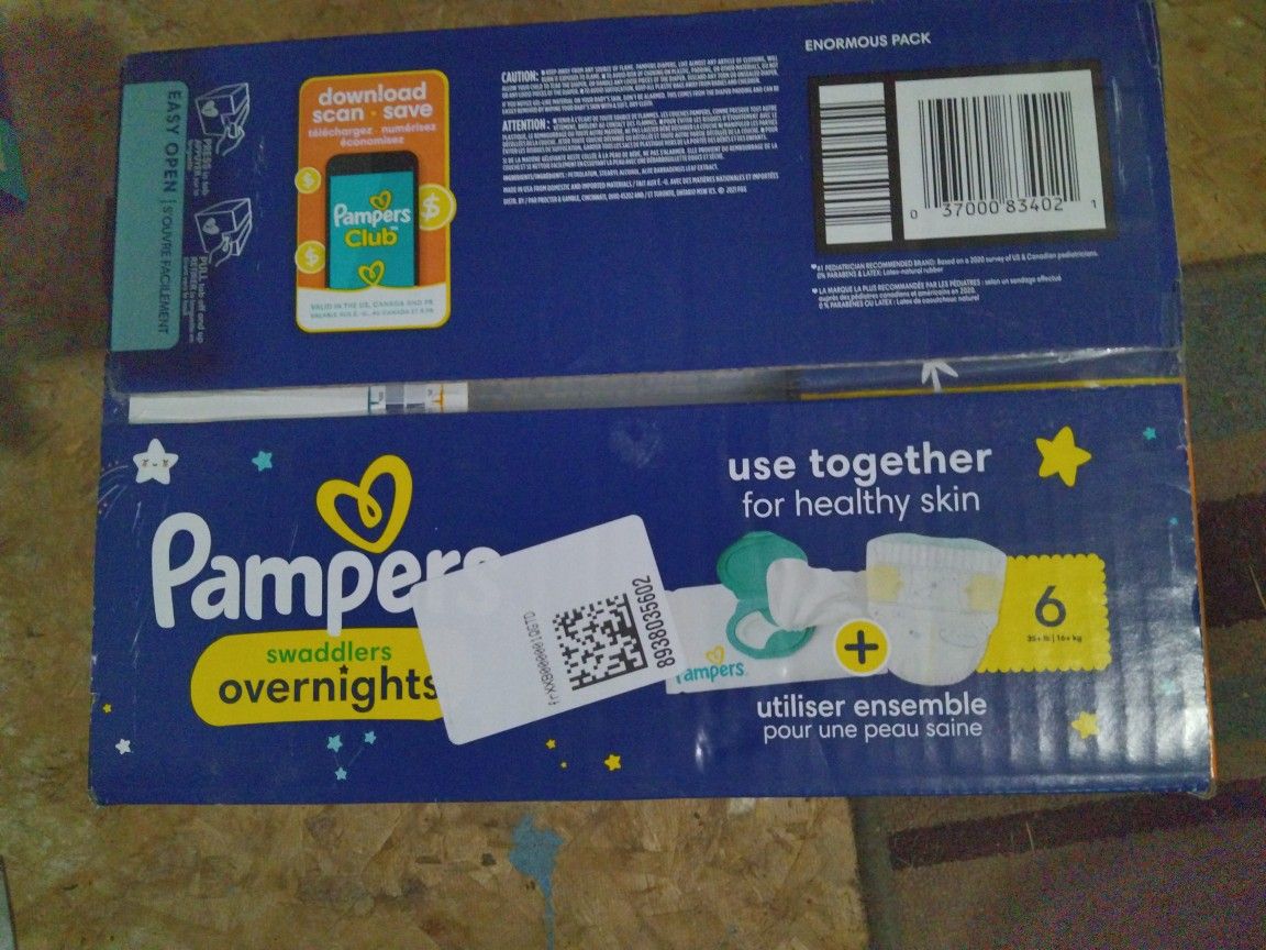 Size 6 Pampers Swaddlers Overnights 72 Count