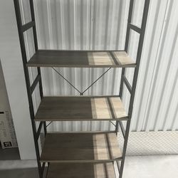 5 Tier Industrial Rustic Farmhouse Open Bookcase Wood Black Metal Mid Century