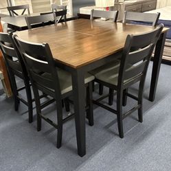 Brown And Black 7pc Dining Set Counter Height 