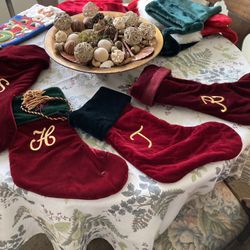 Tassel Homemade  Red/Teal  Christmas Stockings. 