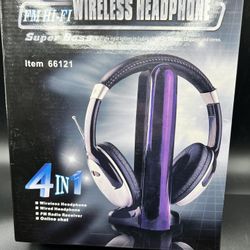 New Open Box "4 in 1 Hi-Fi Wireless Headphone." The product is also known as the "Digital 007 4-in-1 Wireless Head Phones"