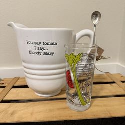 Mud Pie Bloody Mary Pitcher Set and Recipe Glass