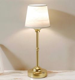 Modern Gold Accent Table Lamp with Fabric Shade