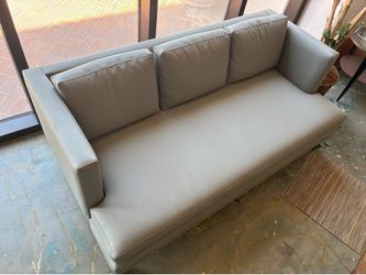 2 Greige Leather Sofas for Living Room or Office