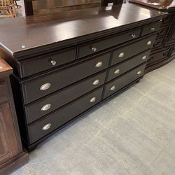 Long dark wood dresser (in store)