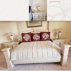 4  Post King Matress, Boxspring, Nightstands