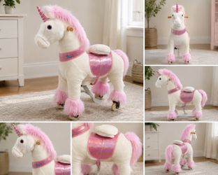 ✨ PonyCycle Unicorn Ride-On Toy – Pink & White – Excellent Condition ✨