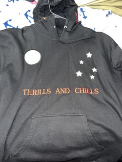Travis Scott Astroworld Thrills And Chills World Peace Black Hoodie Size XXL