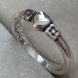 Retired James Avery Sterling Silver Heart And Flowers Ring Women's 7