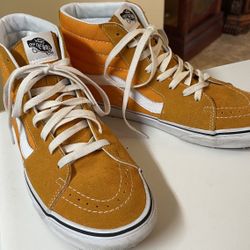 Vans Sk8 Hi Man's Size 10 Skateboarding High Top Orange Suede Canvas mens shoes 