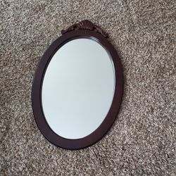 Oval Wood Framed Mirror