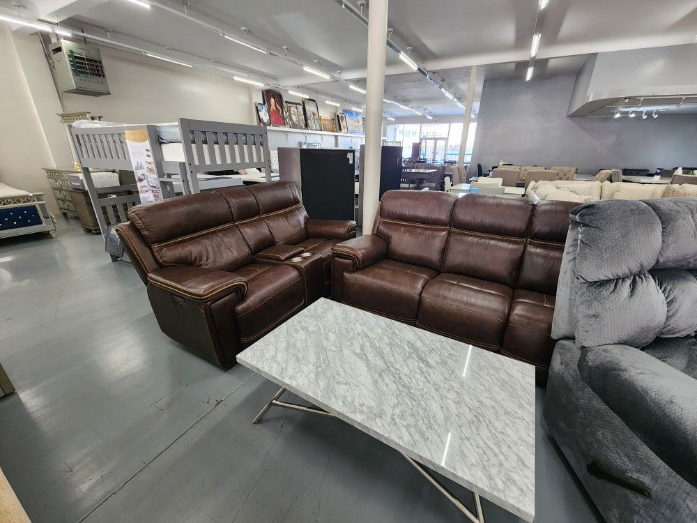 Leather Sofa & Love Seat Set