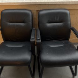 Two Black Leather Chairs, Perfect