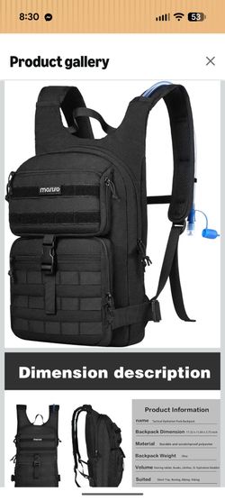MOSISO Tactical Hydration Pack Backpack, Lightweight Military Daypack Water Backpack Rucksack Bag with 3L Water Bladder