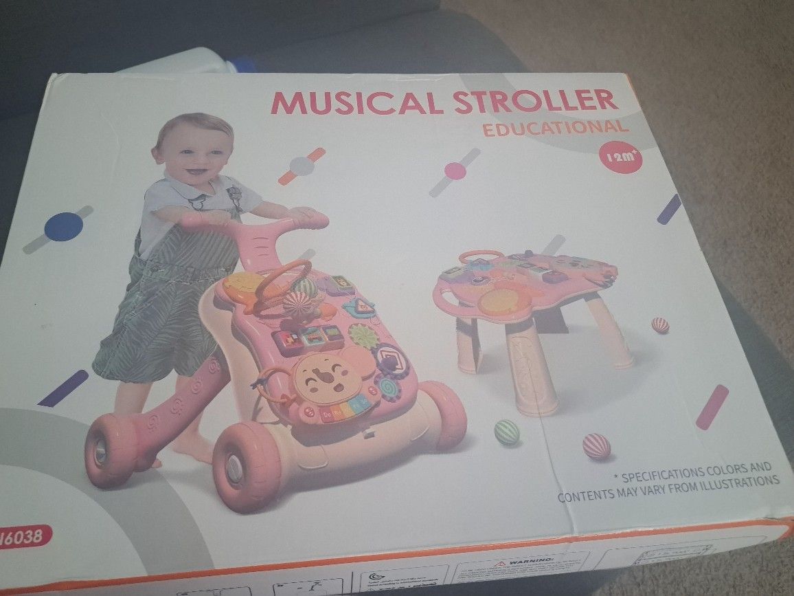 3 in 1 Baby Walker and Activity Center for Girl, Learning to Walk, Sit to Stand, Early Educational Push Toys with Music Panel for Infant Toddler 12+ M