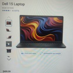 Dell 15 Laptop (15.6”, AMD Ryzen 3, 8 GB RAM, 512GB SSD, AMD Radeon 610m, Black 