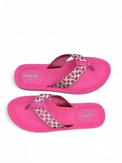🎀 VINTAGE Y2K COACH ‘JESSALYN’ SIGNATURE PINK FLIP FLOPS Size 7 🎀