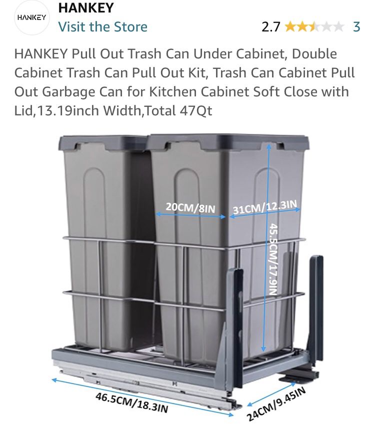 Double Cabinet Trash Can Pull Out Kit,