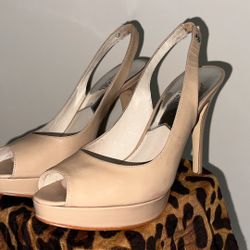 Open Toe Sandal Heels In Nude