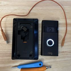 Ring Battery Doorbell Camera with Solar Charging Mount & Tools