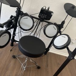 AODSK Electric Drum Set with Quiet Mesh Pads,Electronic Drum for Beginner,USB MIDI,Throne, Sticks, Included 15 Kits and 195 Sounds