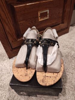 Brand new women's Black G By Guess sandal, size 7.5M