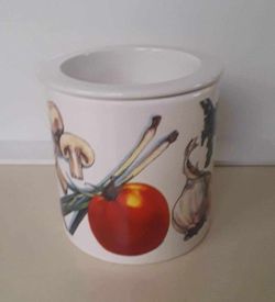SMALL around 6 inchs tall 2 piece ceramic crock for serving chilled dips $5 FIRM