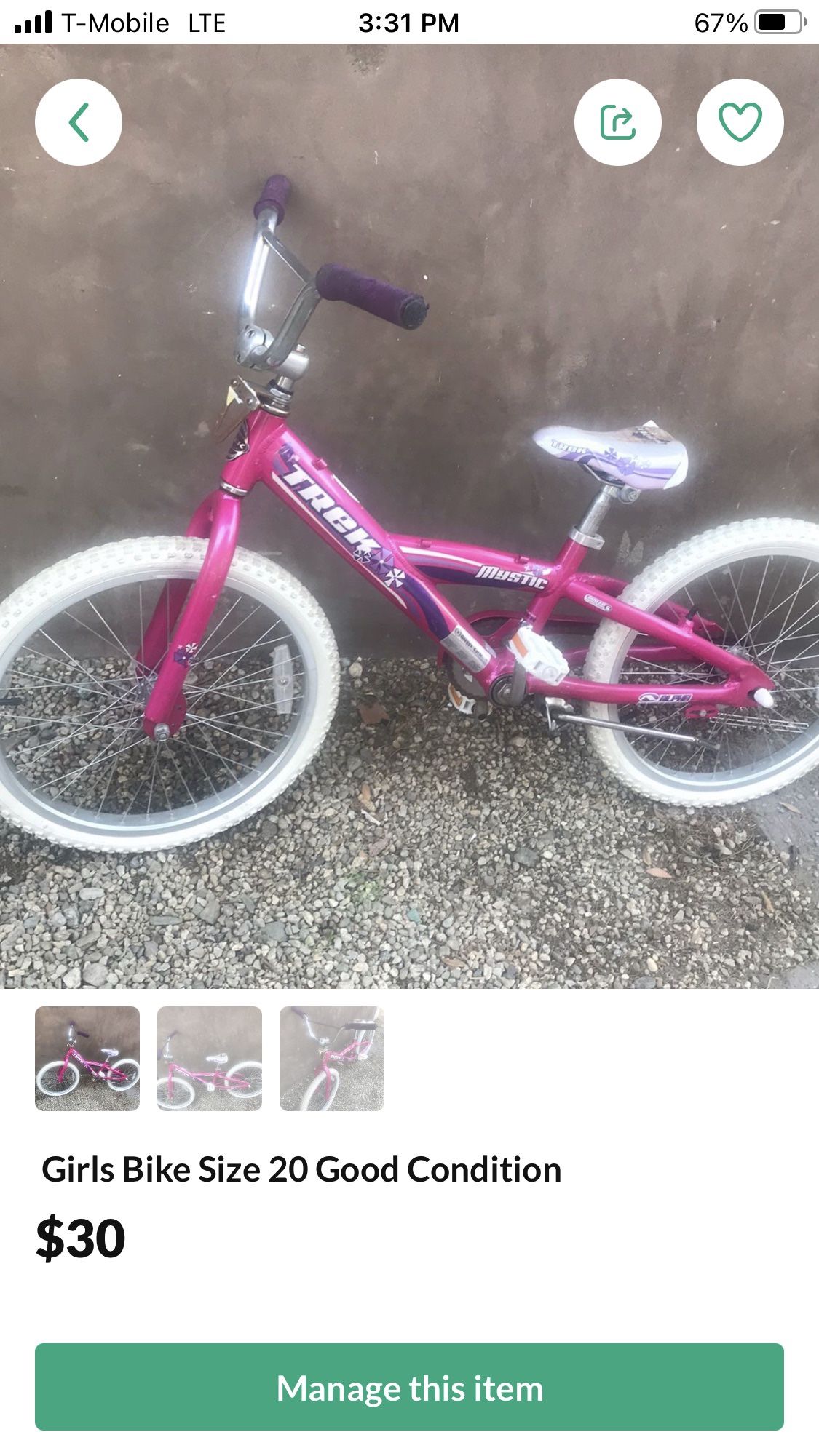 Bike Size 20 Inch