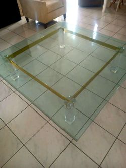 Square living room center table in glass