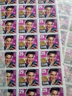 Vintage 1992 Elvis Presley 29 Cent Stamp Sheet Full 40 Count USPS
