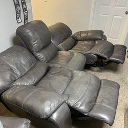 Leather Couch Double Power Recliner 