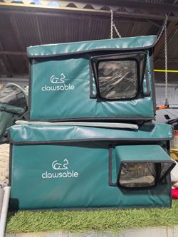 Clawsable Green Foldable Cat Kennel, Polyester Soft-Sided Enclosure