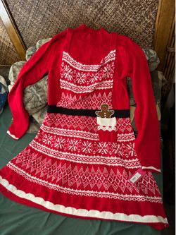 $15 XXL Cute Gingerbread sweater dress w/attached apron!