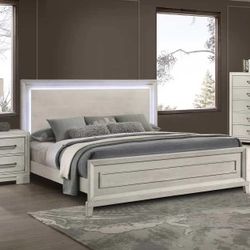 King Size Led Light Bed With Ortho Mattress Included 