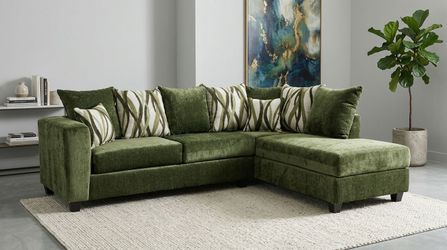 FREE White Glove Delivery – S300 Cactus Green Sectional  Black Sectional | Brand New