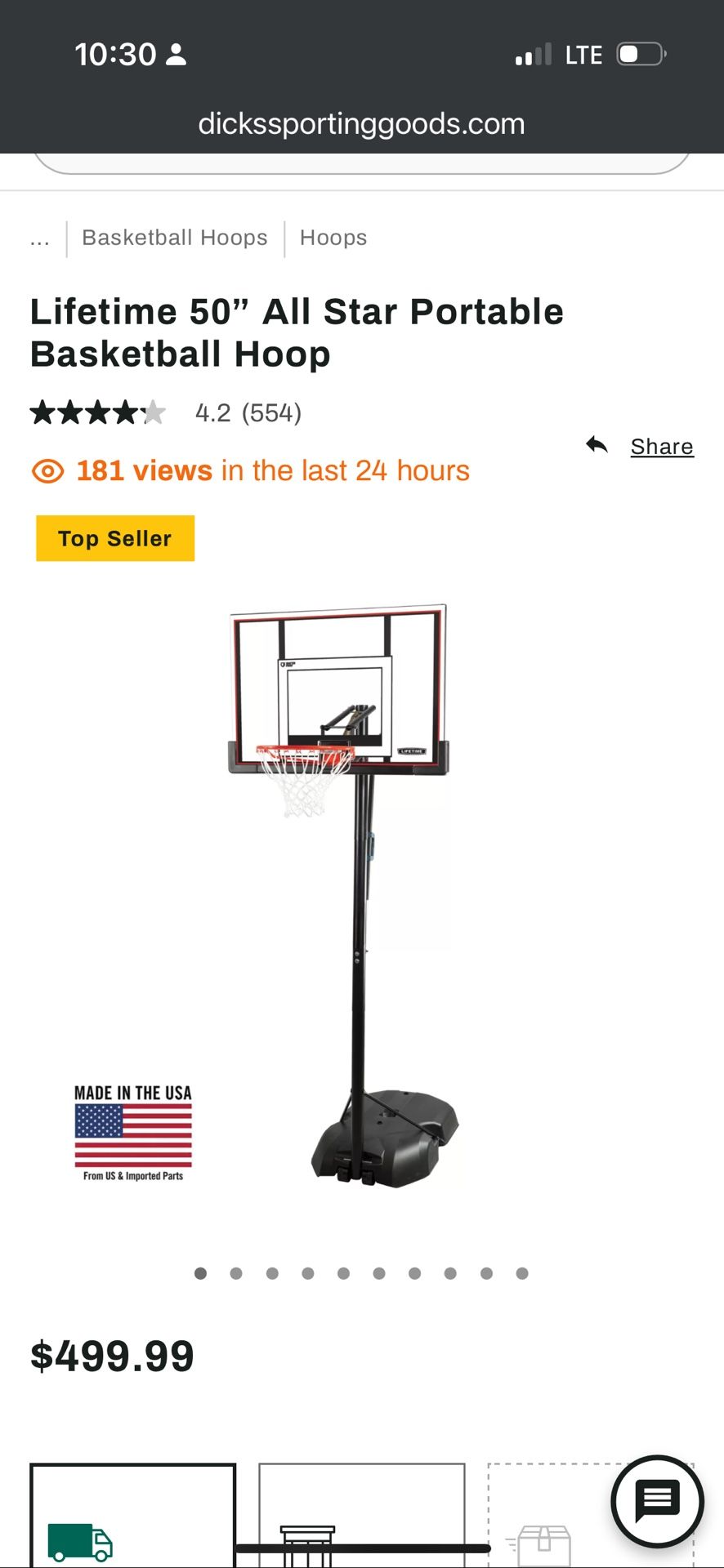Lifetime 50” All Star Portable Basketball Hoop