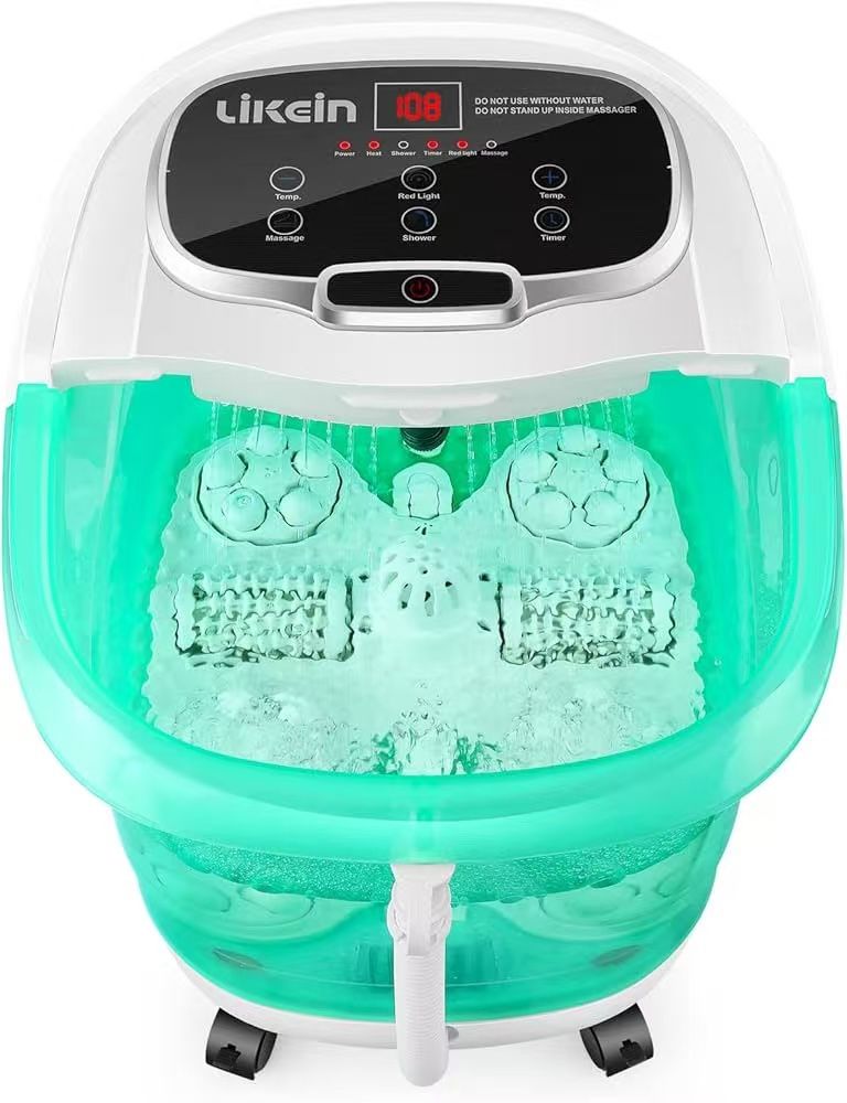 Likein High Depth Foot Spa Bath with Heat Massage & Jets, High-end Foot Soak Tub with 20 Motorized Shiatsu Massage Balls & 2 Maize Rollers, Smart Pedi